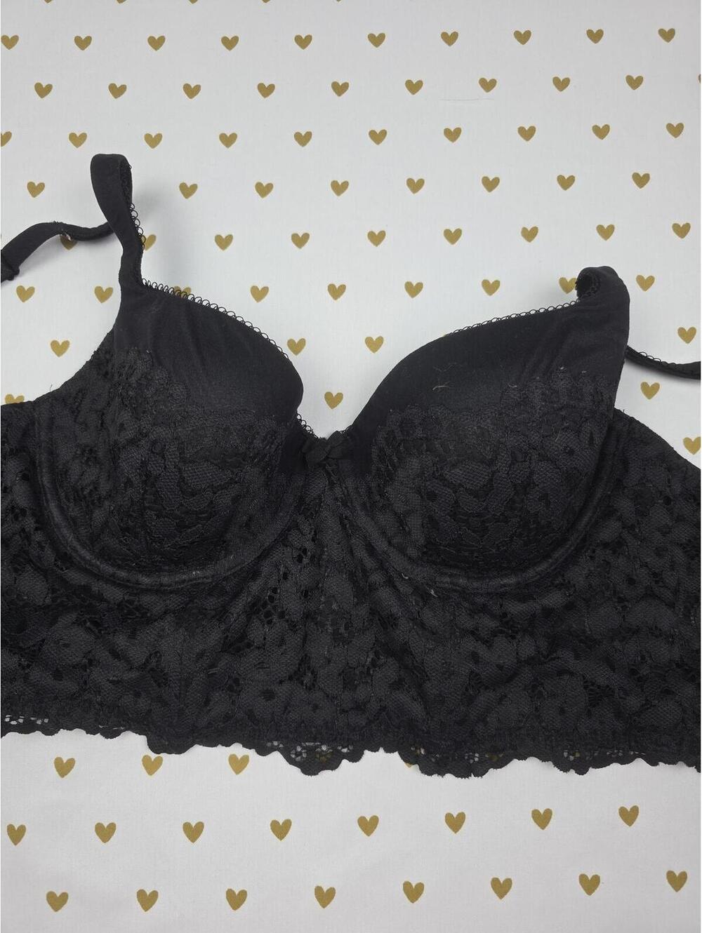 Victoria's Secret Black Corset Style Bustier Bra Body By victoria Lined Demi 34D